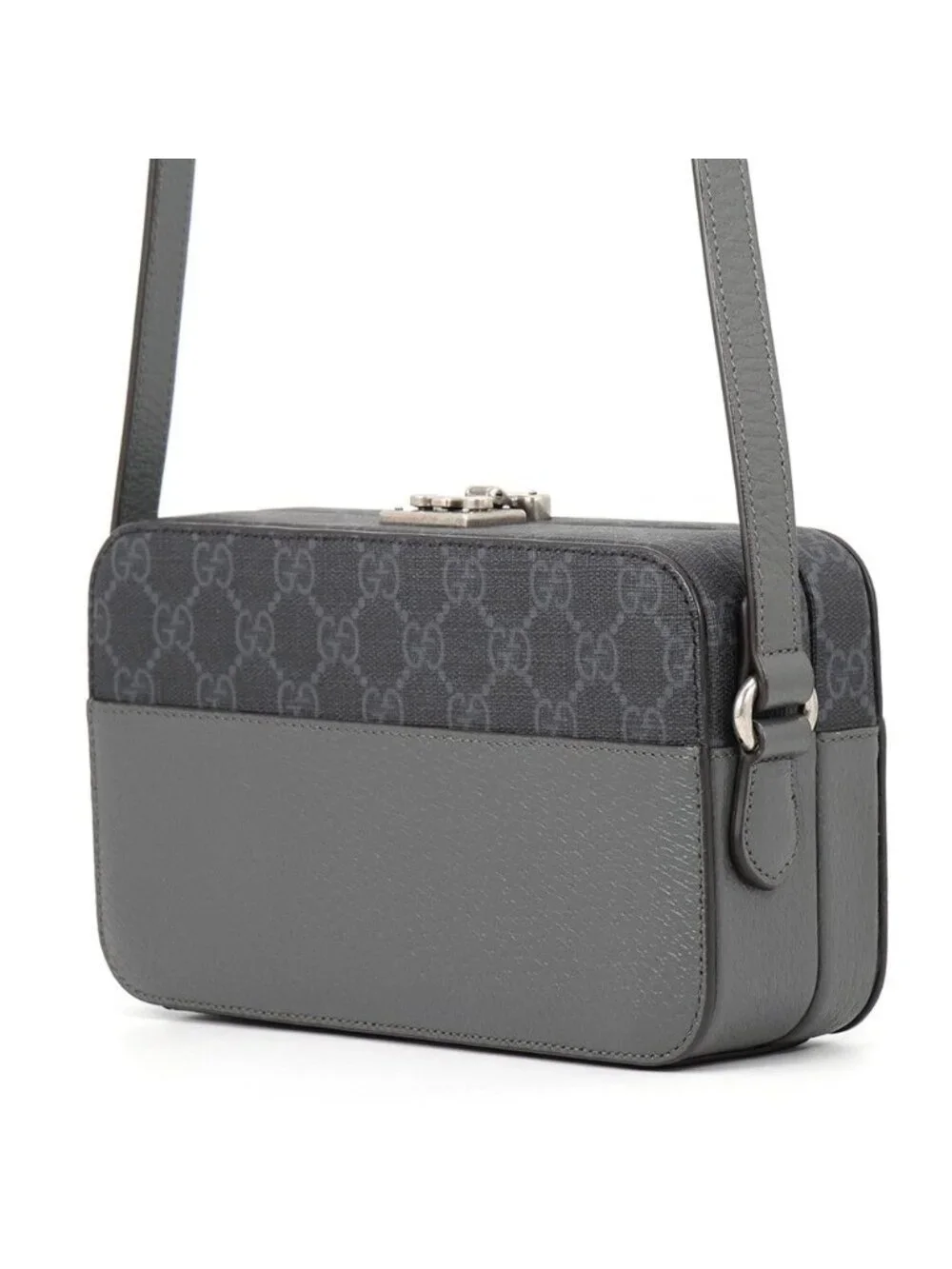 Gucci Shoulder Bag Cutout Interlocking GG Supreme Leather Black